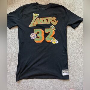 Men’s Mitchell & Ness Lakers Black and Orange Tee